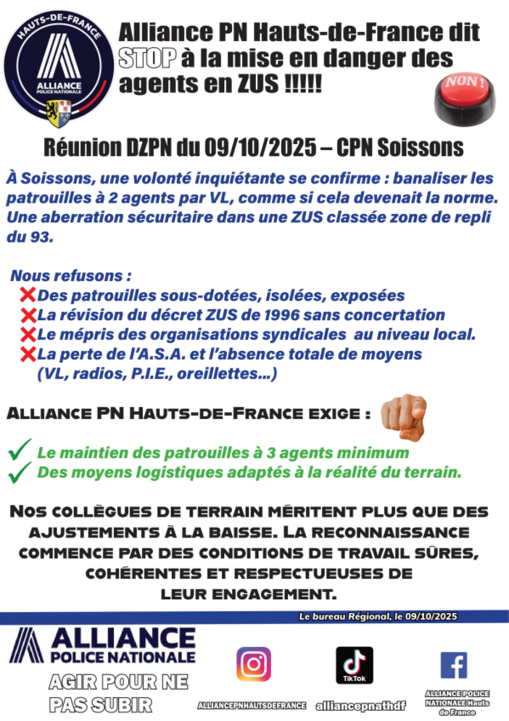 CPN SOISSONS : STOP ! A LA MISE EN DANGER DES PS EN Z.U.S.